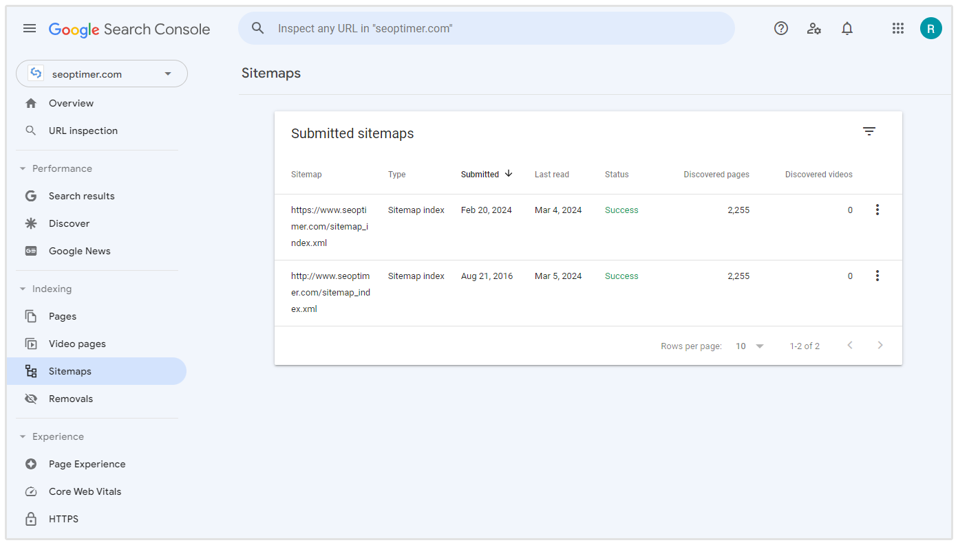 Successfully Submitted Sitemap GSC